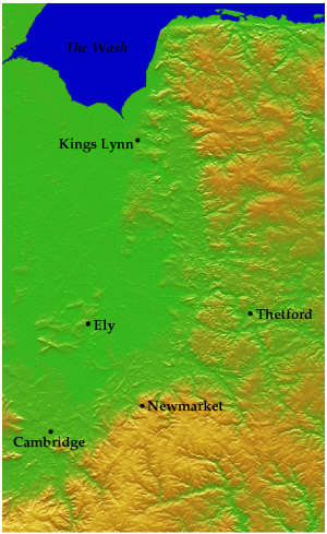 Topographic map of the Fens 