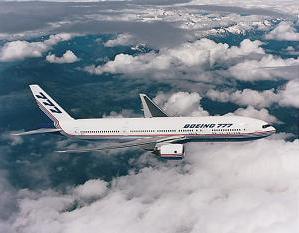 Boeing 777 in flight